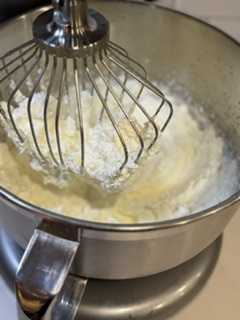 Heavy whipping cream in a bowl for making homemade butter